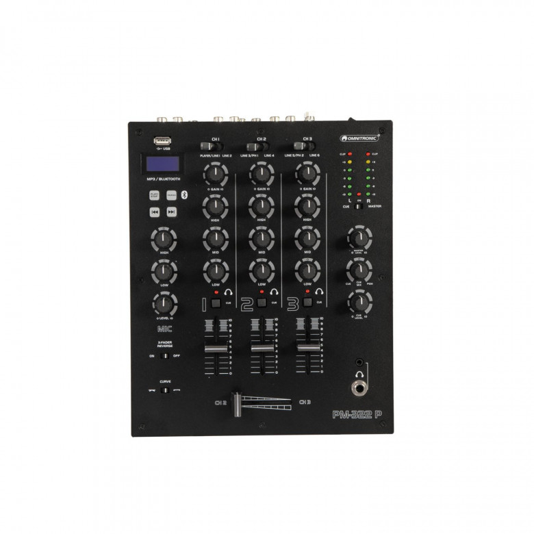 Omnitronic PM-322P DJ Mixer + USB Player e Bluetooth