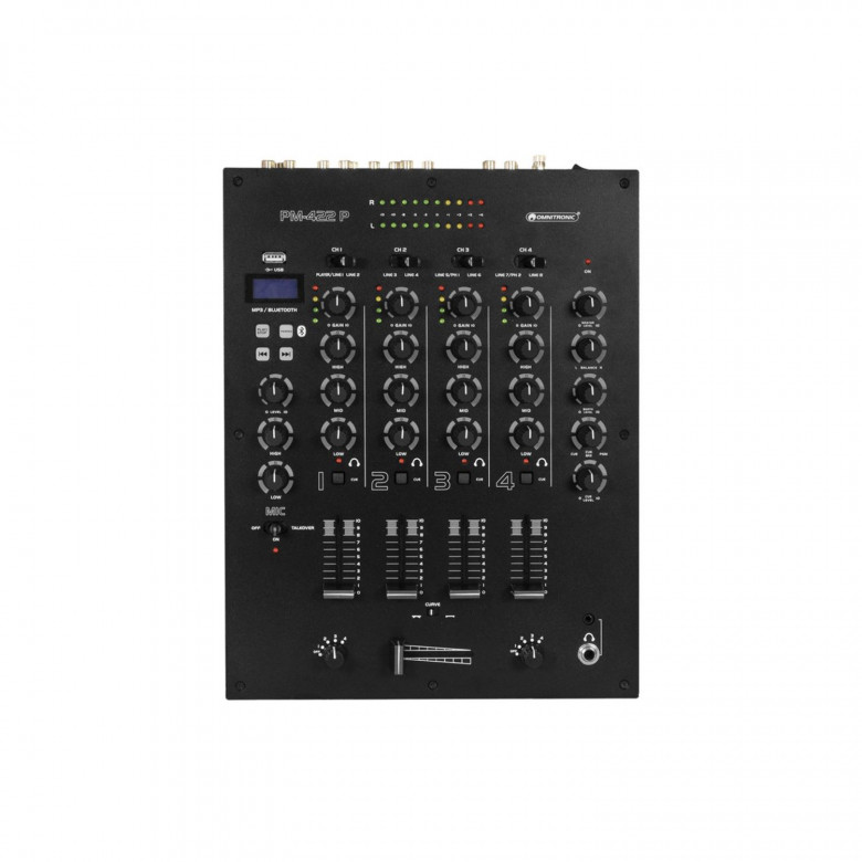 Omnitronic PM-422P mixer Dj 4 canali con MP3, USB e Bluetooth