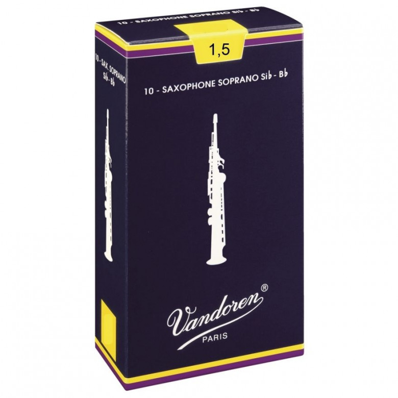 Vandoren Ance per Sax Soprano Si b, Confezione da 10, Spessore 1.5 