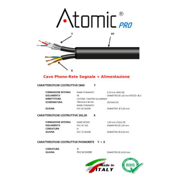 Atomic Pro cavo segnale e alimentazione Made in Italy | 1 mt