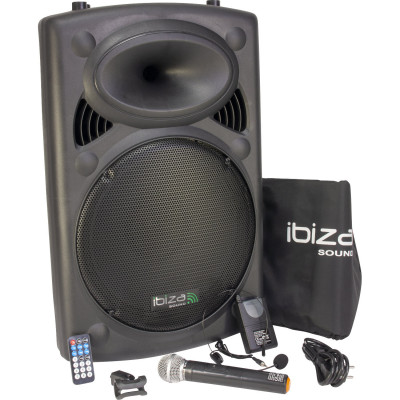 Ibiza PORT15VHF-BT sistema portatile con speaker e 2 radiomicrofoni